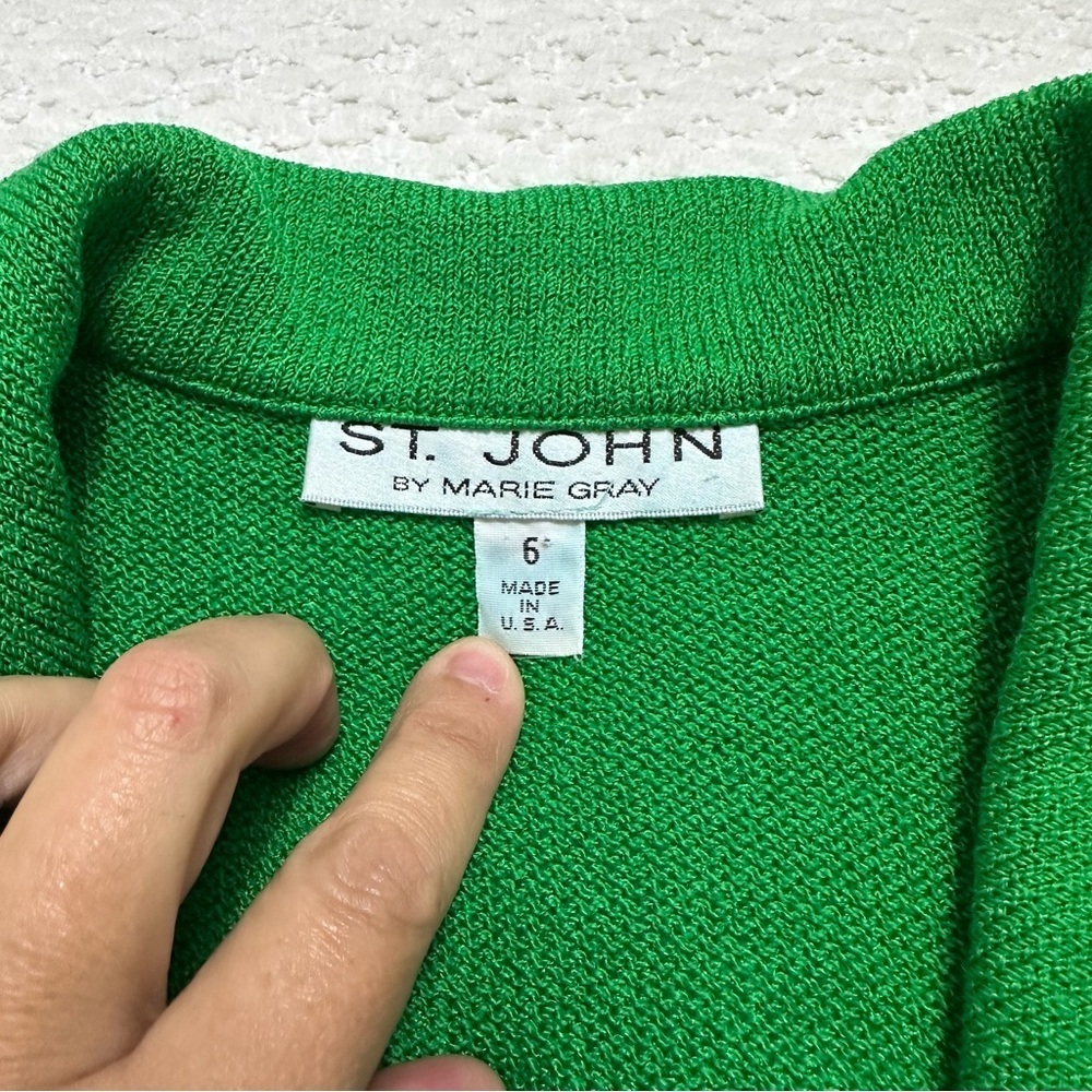 Vintage St. John by Marie Grey Green Collar Button Blouse Women’s Size 6 - Picture 9 of 13
